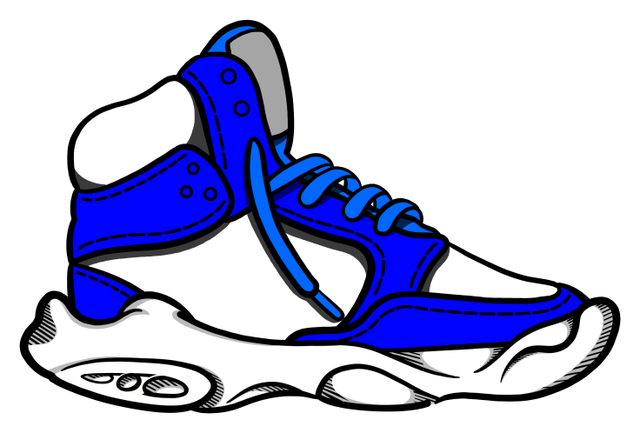 Blue Bolt Jellyshoe: a royal blue and white high-top sneaker with a chunky jelly sole