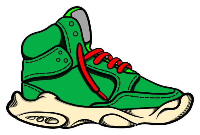 Lime Pop Jellyshoe: a green high-top sneaker with red laces and a cream jelly sole